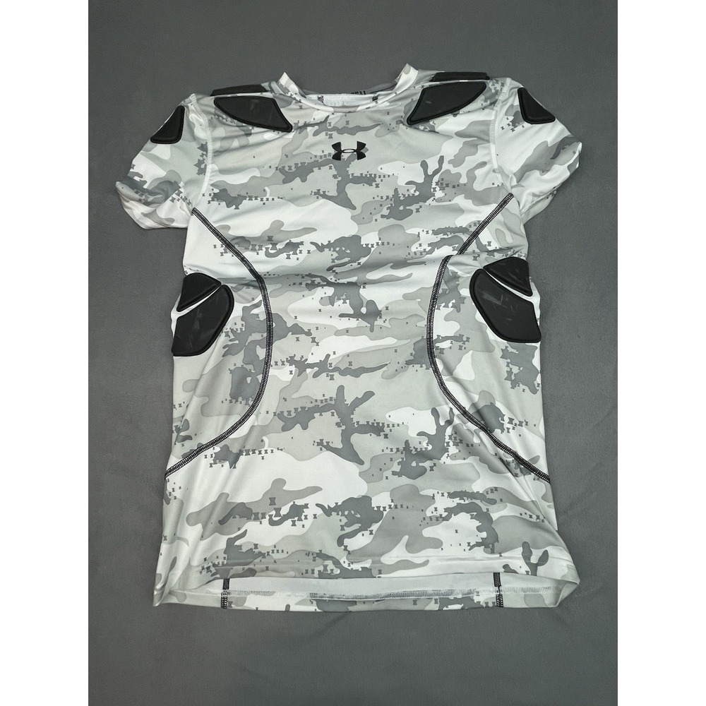 Under Armour Compression Shirt Boys XL Gray Camo Lightweight Stretch Fitted